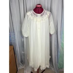 nightgown sheer robe set lace romantic